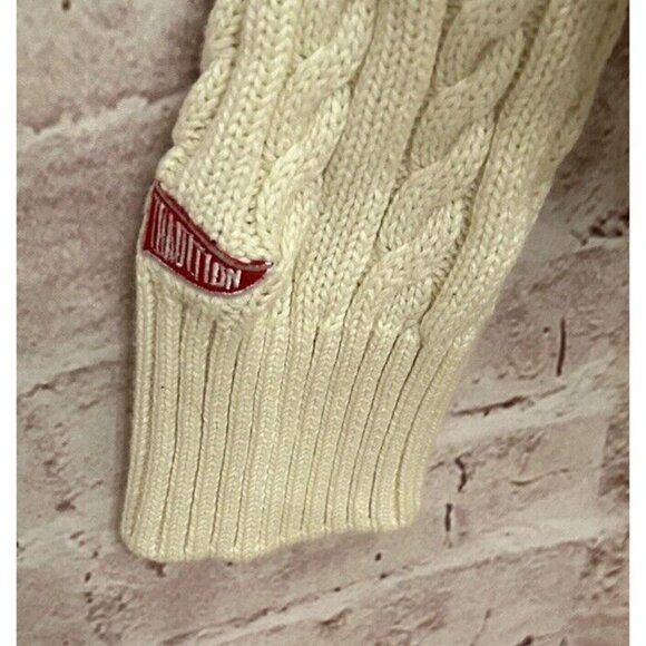 Cardigan Sweater Womens Large ODU Old Dominion University Ivory Cable Knit NEW - Picture 6 of 7